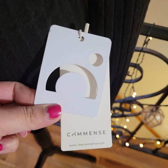 47Q. Nwt Commense V-Neck Ribbed Skinny T-Shirt Black Size Small - Picture 8 of 10